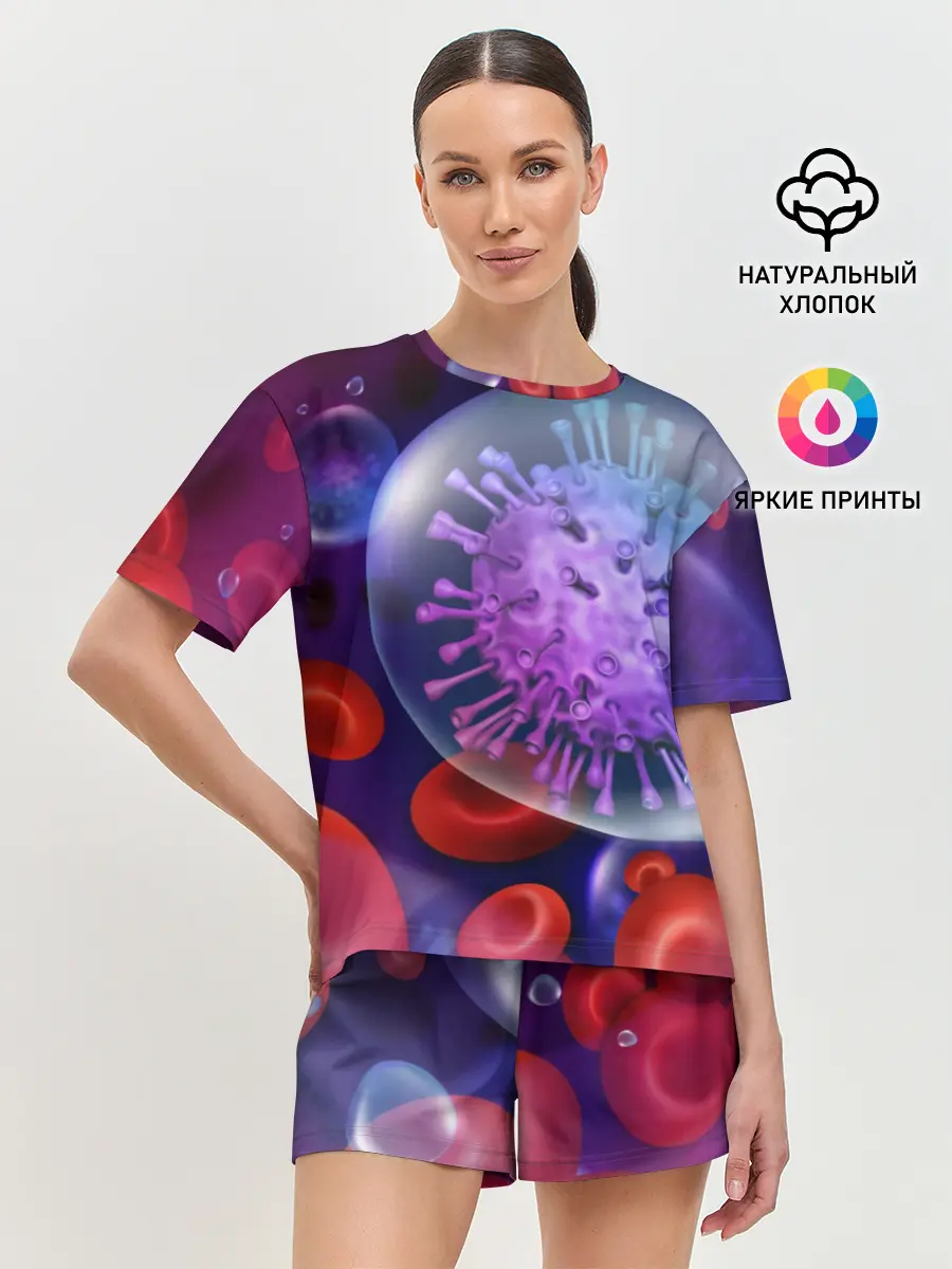 Женская пижама с шортами / Лейкоциты и клетка