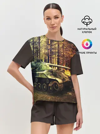 Женская пижама с шортами / ТАНК В ЛЕСУ