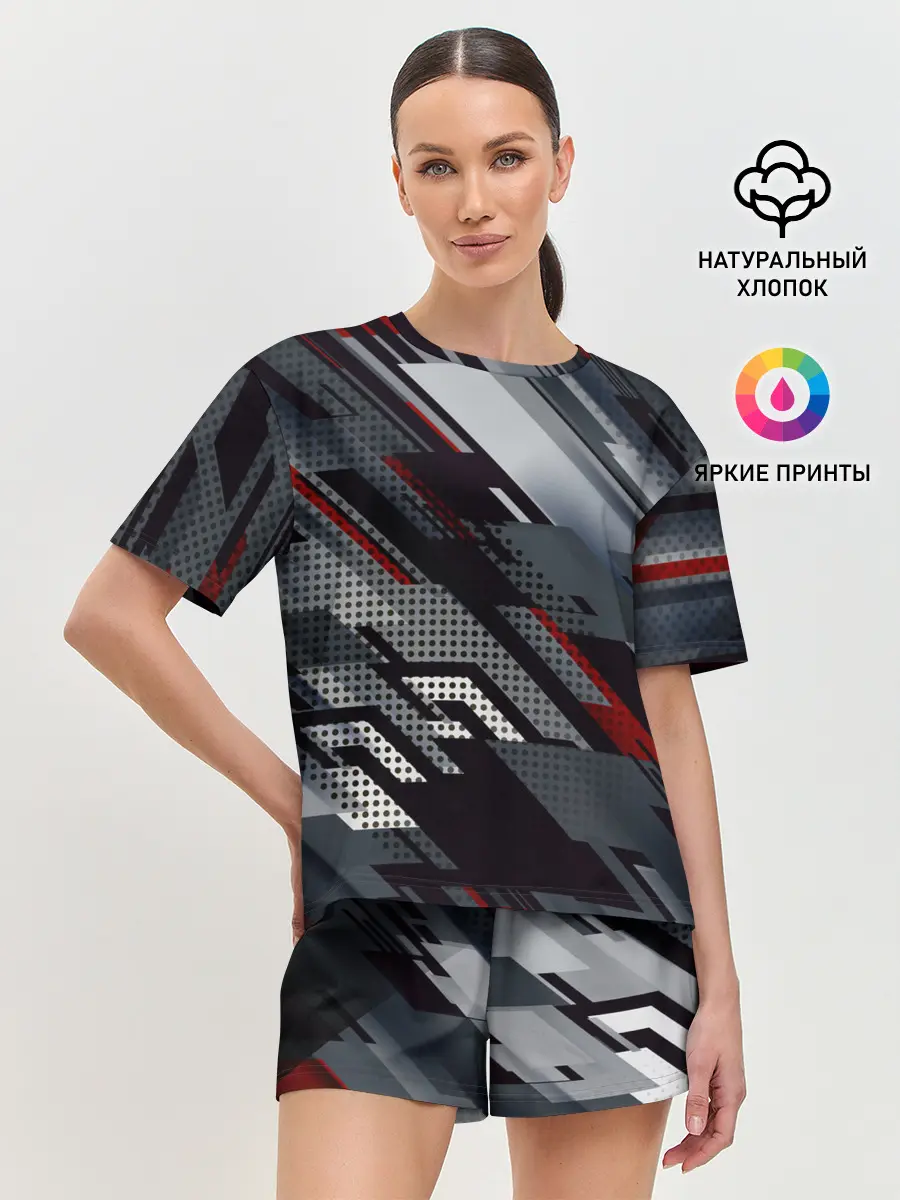 Женская пижама с шортами / Металлическая текстура