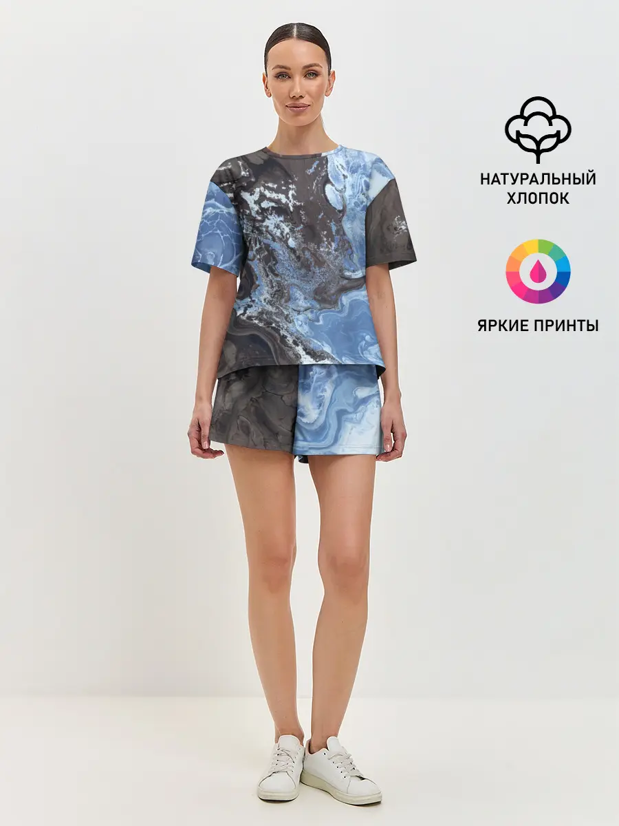 Женская пижама с шортами / Волны