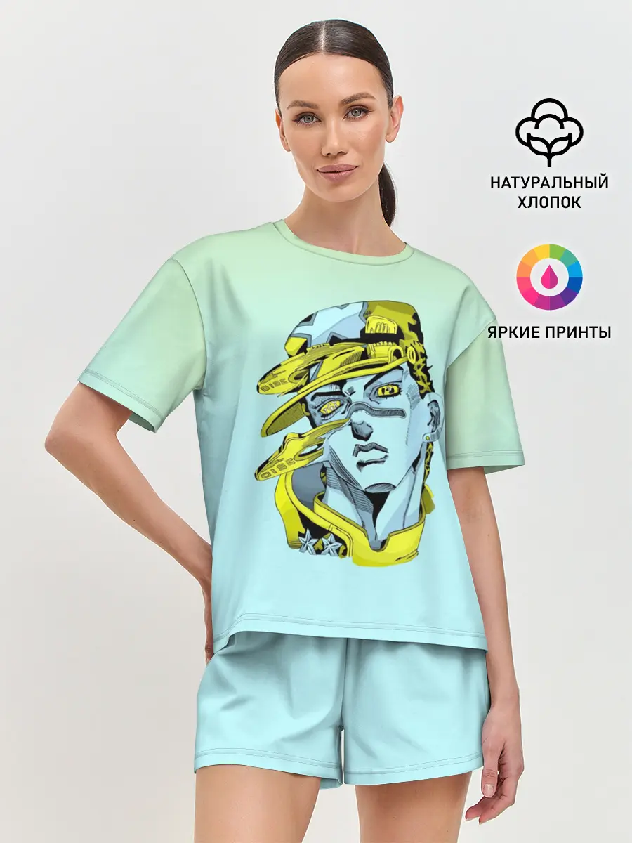 Женская пижама с шортами / Дзётаро кудзе бирюза