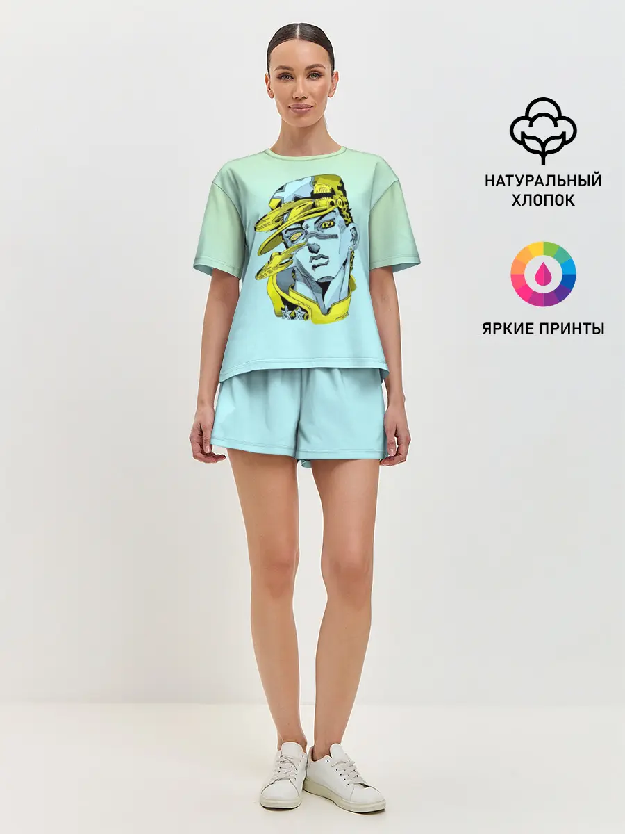 Женская пижама с шортами / Дзётаро кудзе бирюза