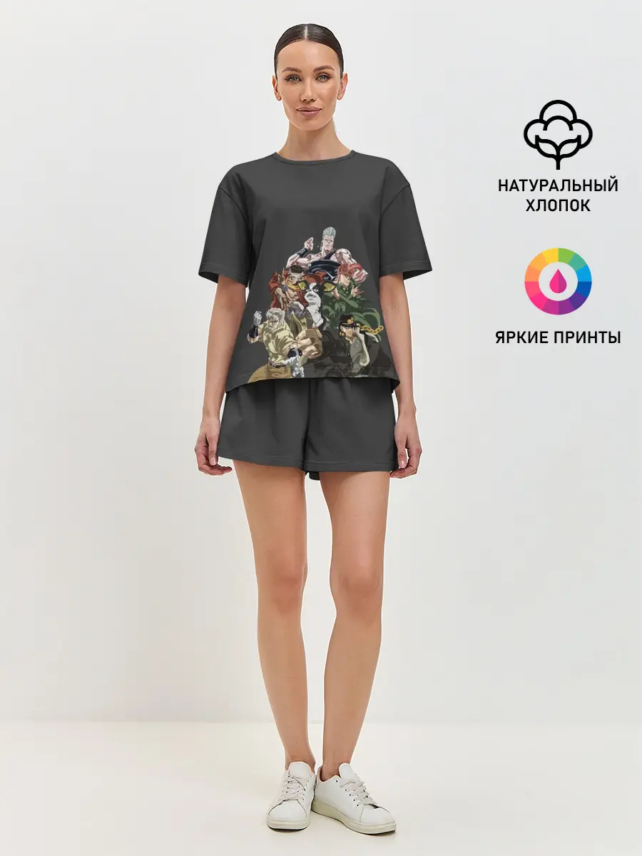 Женская пижама с шортами / Герои JoJo на сером