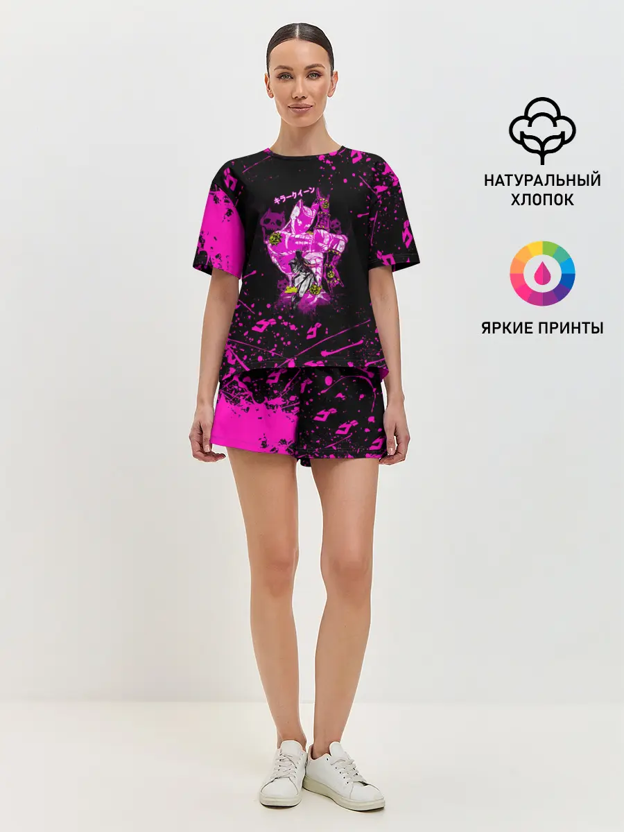Женская пижама с шортами / KILLER QUEEN розовые кляксы