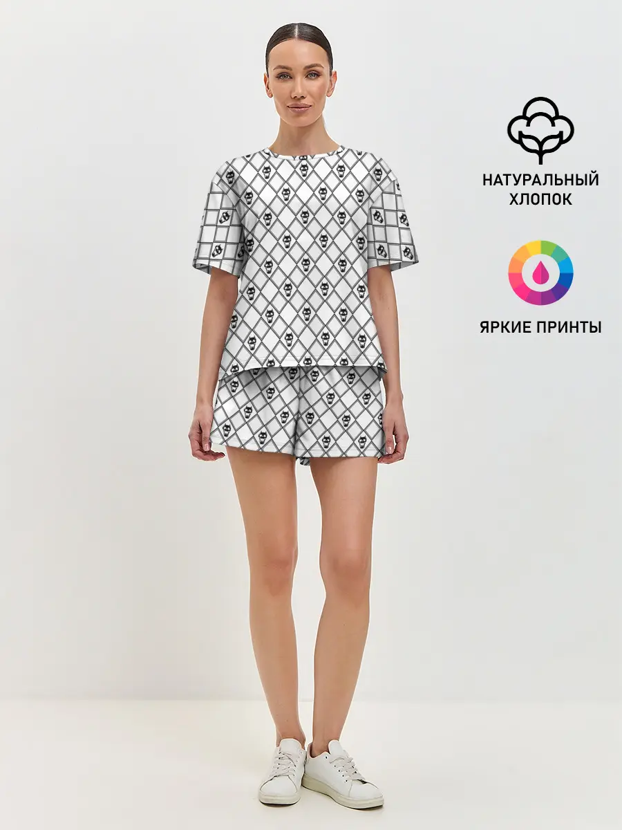 Женская пижама с шортами / KILLER QUEEN белый паттерн