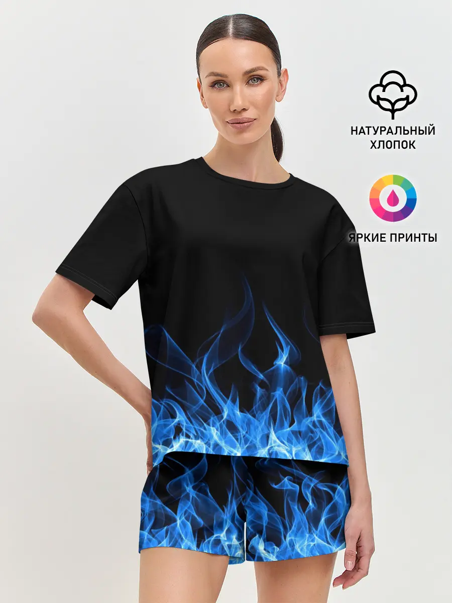 Женская пижама с шортами / Синий Огонь