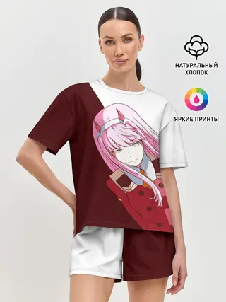 Женская пижама с шортами / Ноль два диагональ