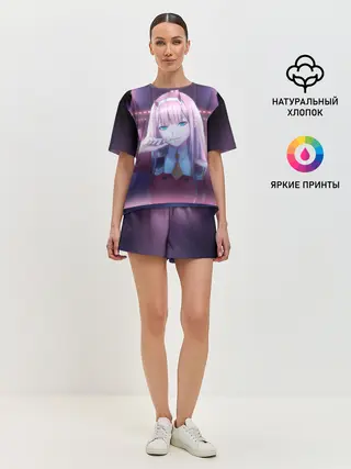 Женская пижама с шортами / Ноль два неон