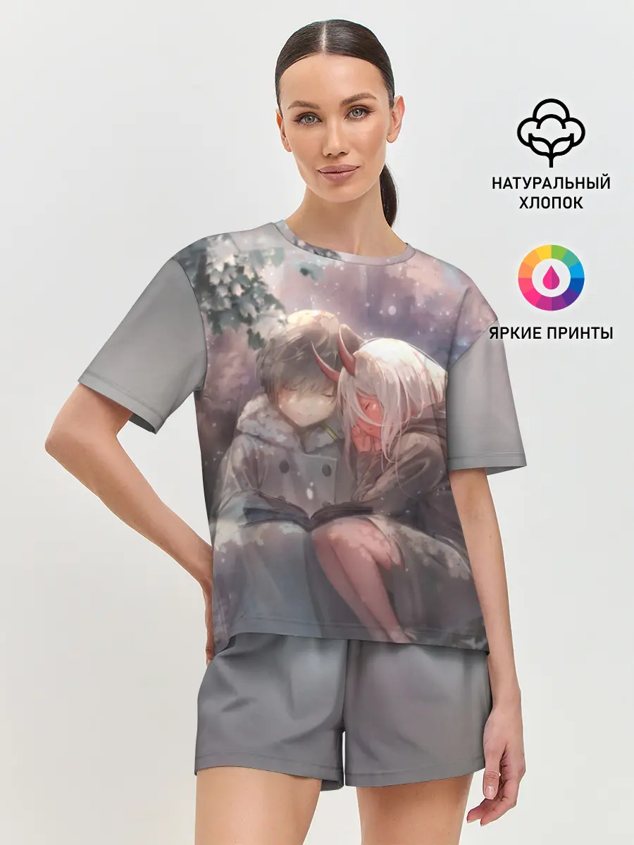 Женская пижама с шортами / Ноль два и Хиро вместе