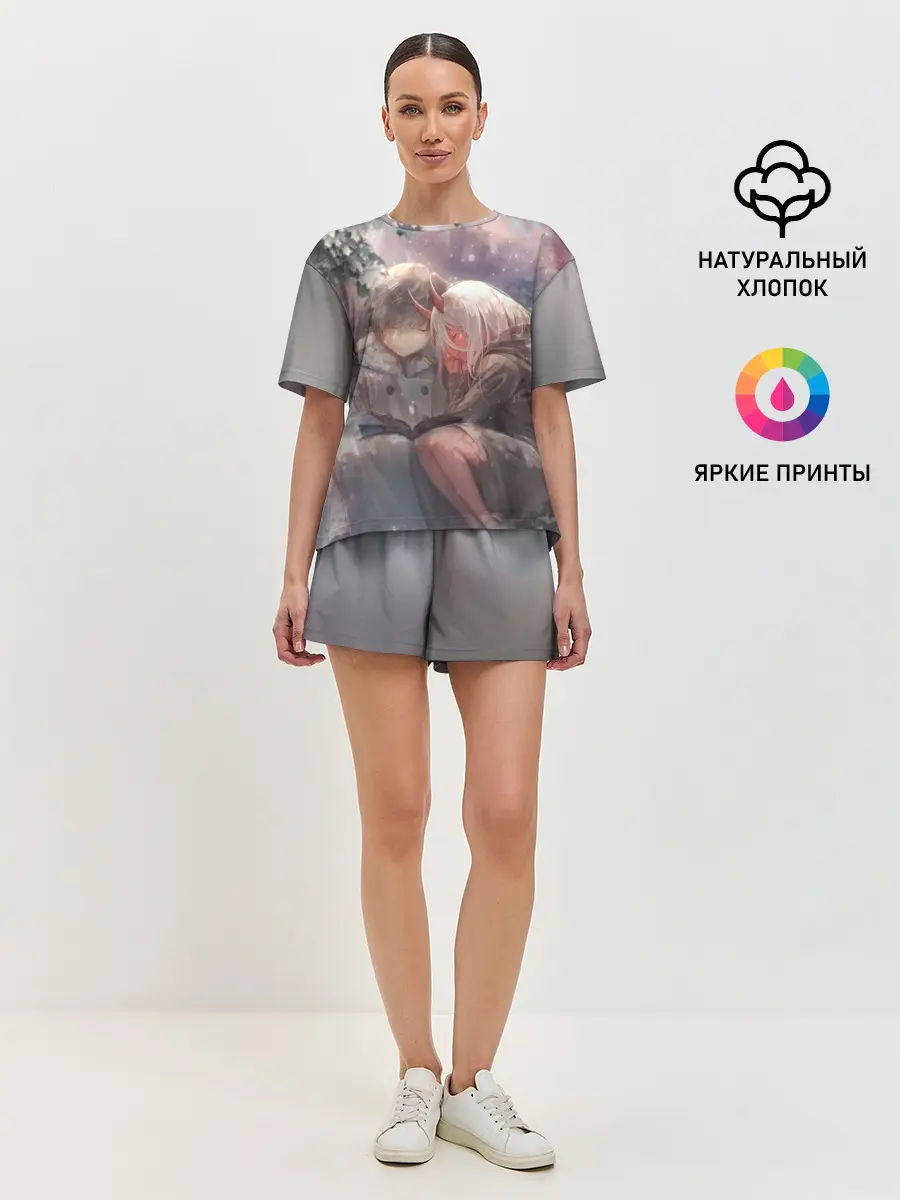 Женская пижама с шортами / Ноль два и Хиро вместе