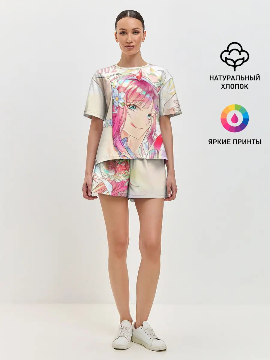Женская пижама с шортами / ноль два милая