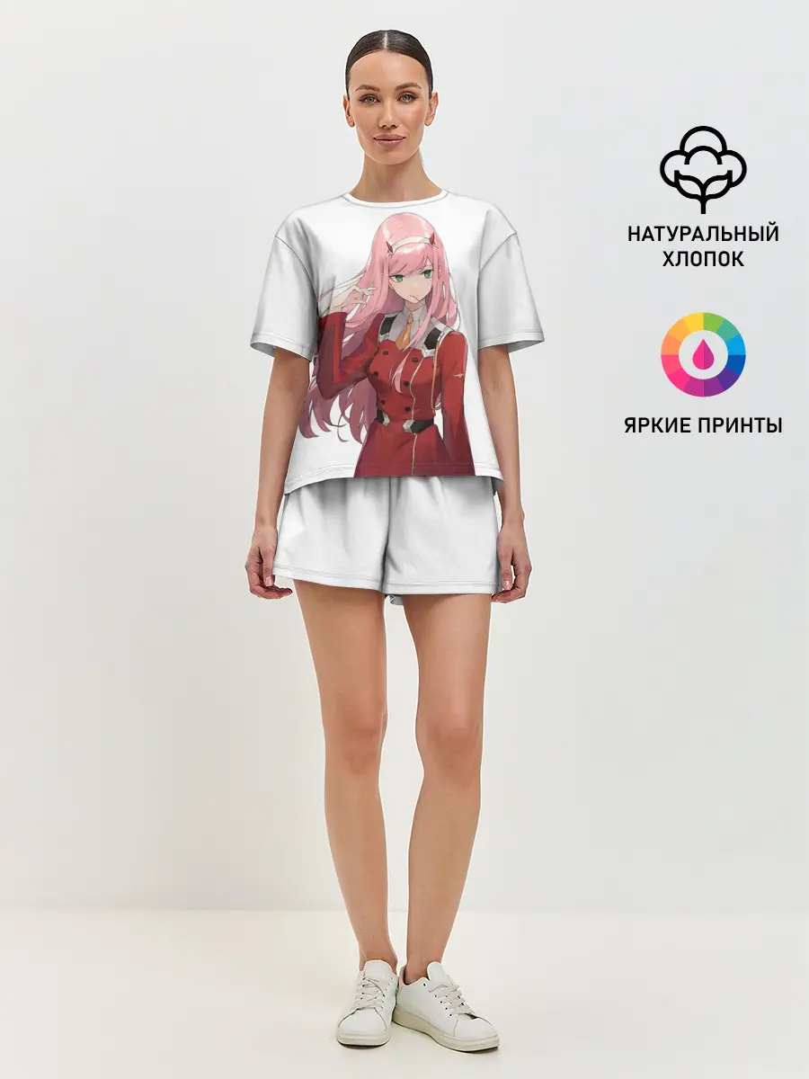 Женская пижама с шортами / ноль два волосы