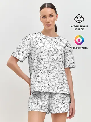 Женская пижама с шортами / Белые мыши