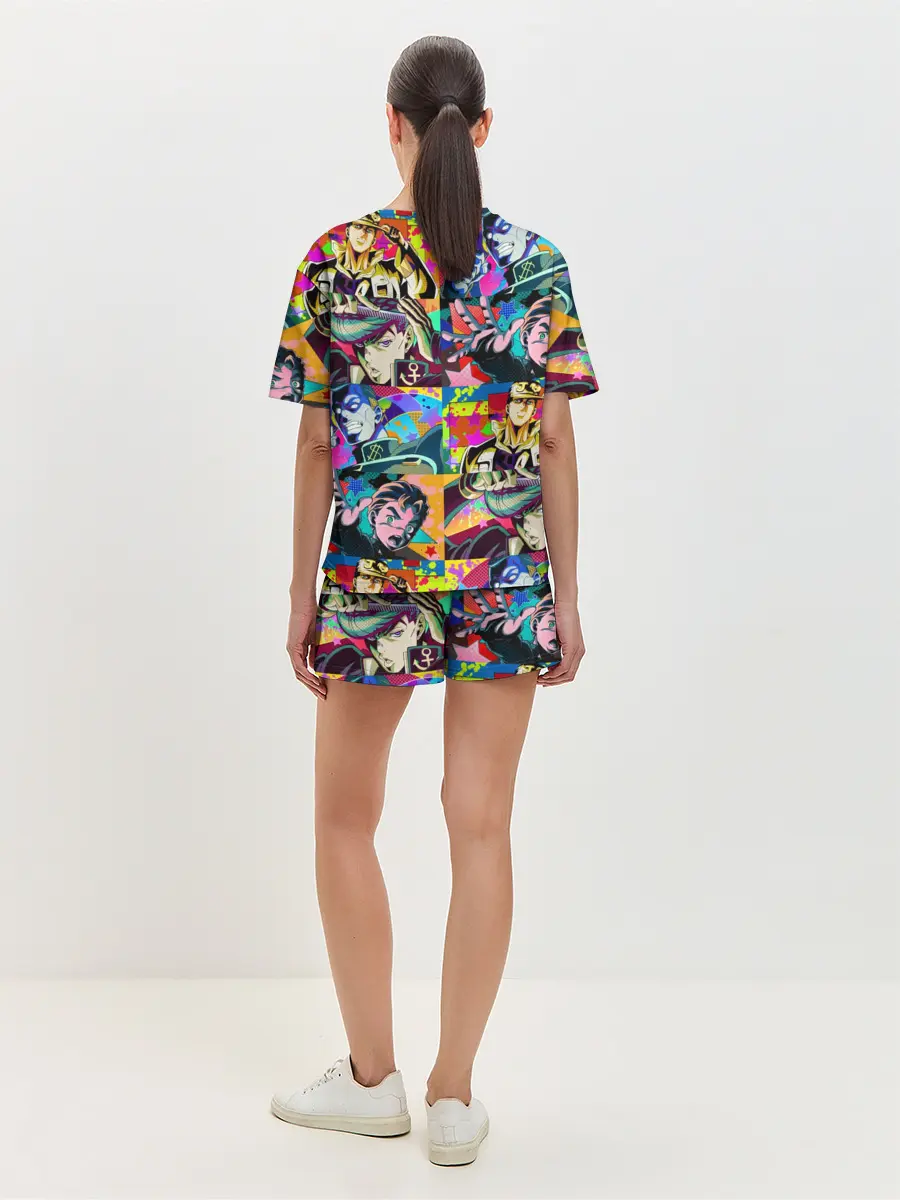 Женская пижама с шортами / Джоджо паттерн комикс