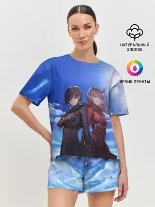 Женская пижама с шортами / ноль два небо