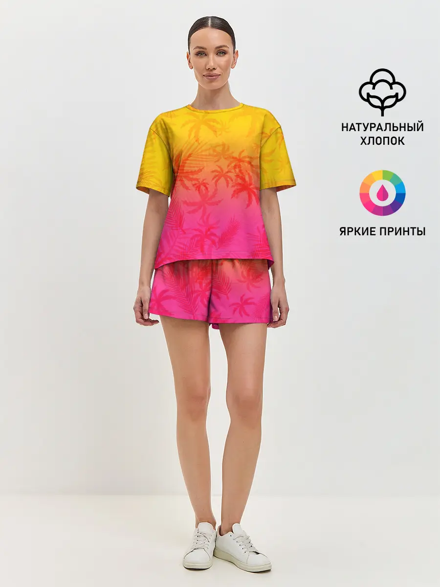 Женская пижама с шортами / РЕТРО ПАЛЬМЫ