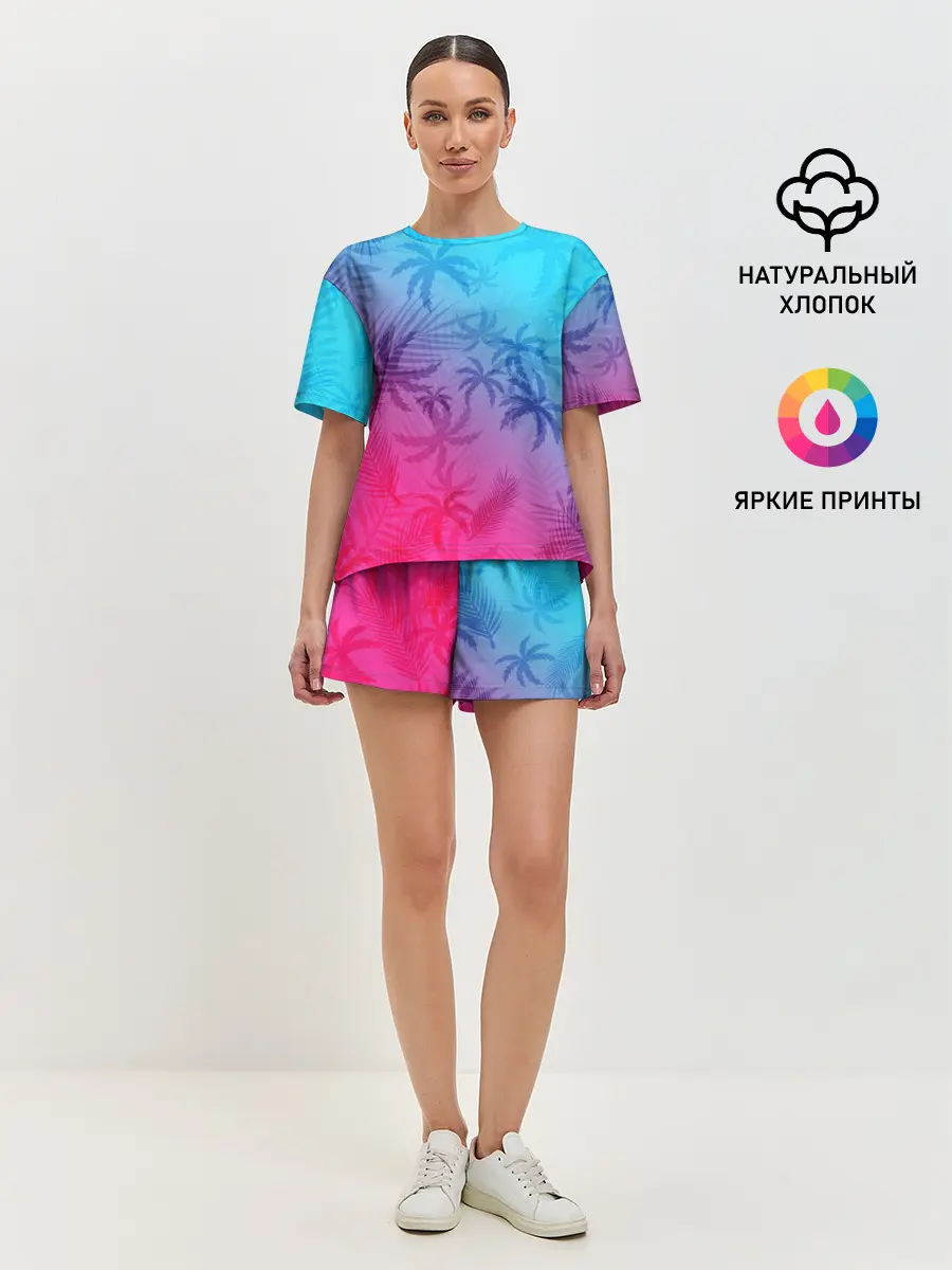 Женская пижама с шортами / НЕОНОВЫЕ ПАЛЬМЫ / NEON