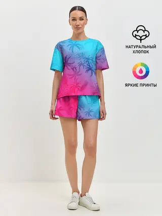 Женская пижама с шортами / НЕОНОВЫЕ ПАЛЬМЫ / NEON
