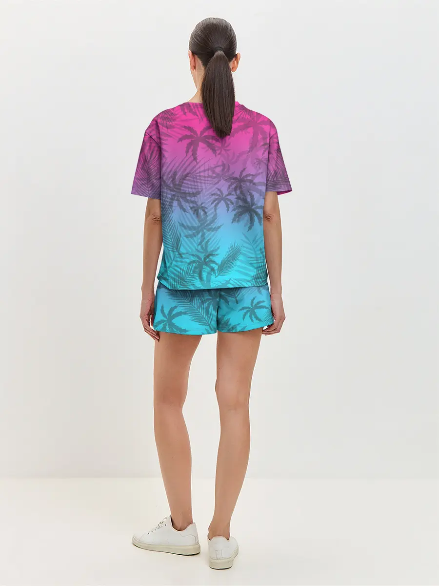 Женская пижама с шортами / РЕТРО ПАЛЬМЫ