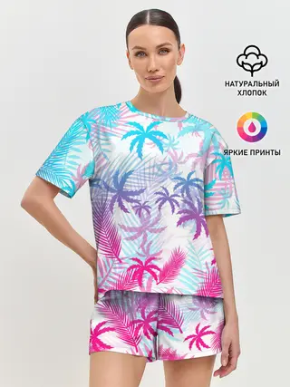 Женская пижама с шортами / НЕОНОВЫЕ ПАЛЬМЫ