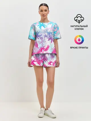 Женская пижама с шортами / НЕОНОВЫЕ ПАЛЬМЫ