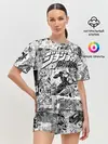 Женская пижама с шортами / Серый комикс jojo