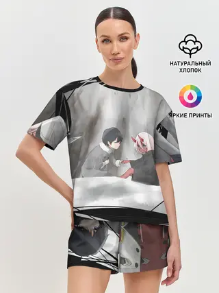 Женская пижама с шортами / ноль два перевертыш