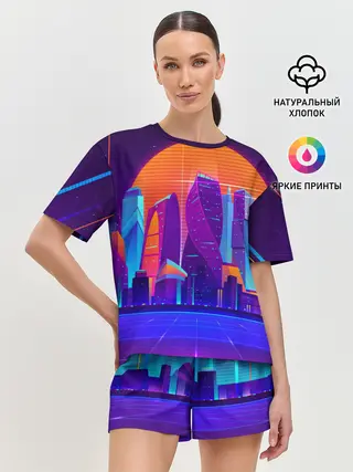 Женская пижама с шортами / НЕОНОВЫЙ ГОРОД
