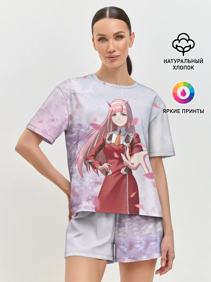 Женская пижама с шортами / ноль два рука