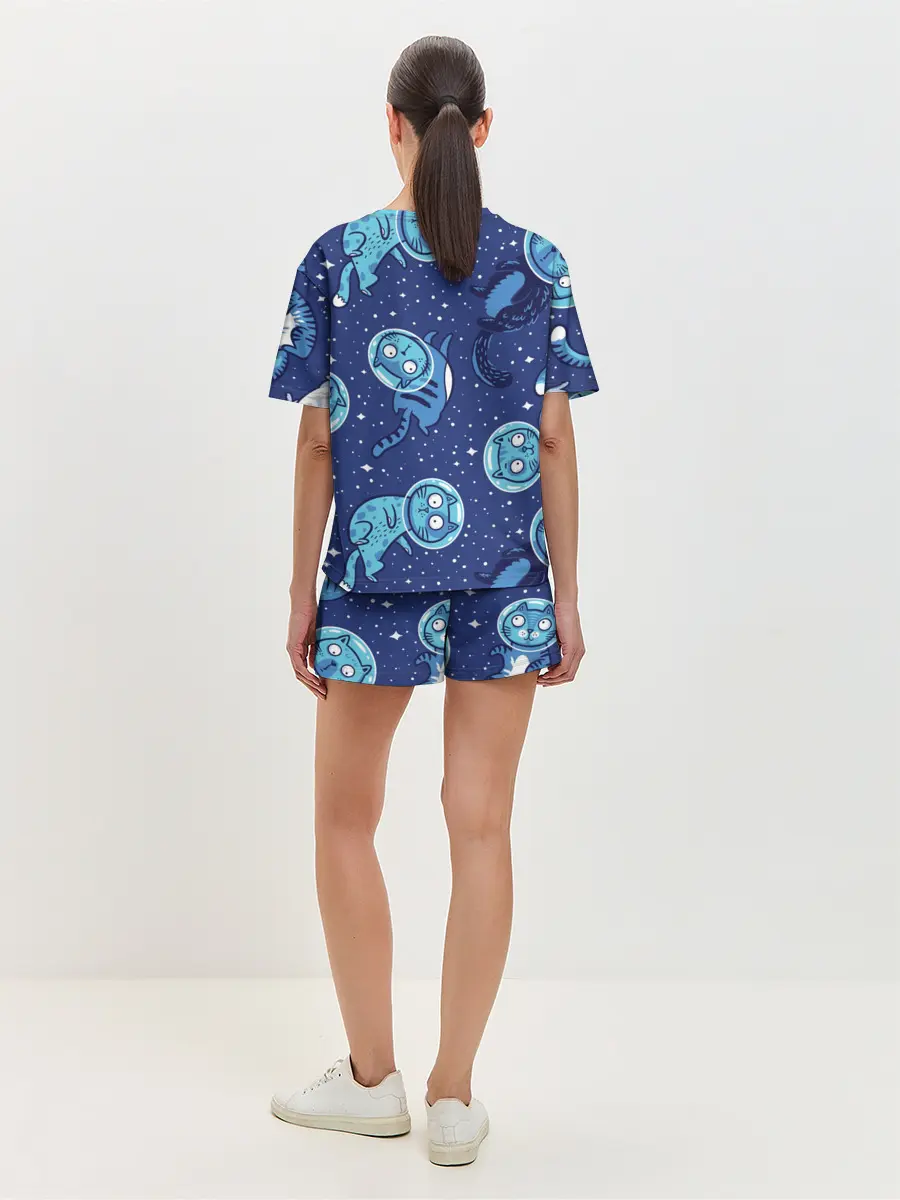 Женская пижама с шортами / Кот Космонавт