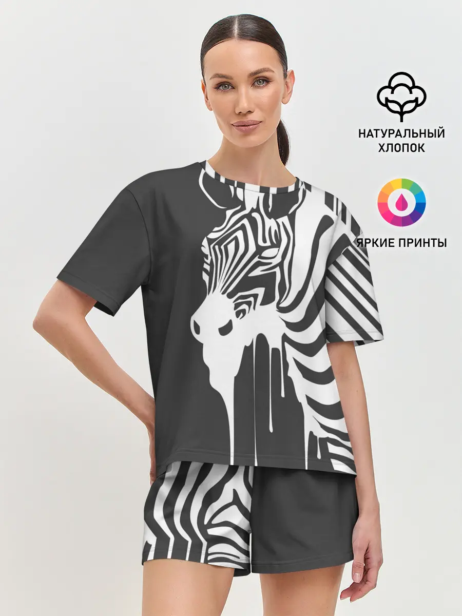 Женская пижама с шортами / Зебра