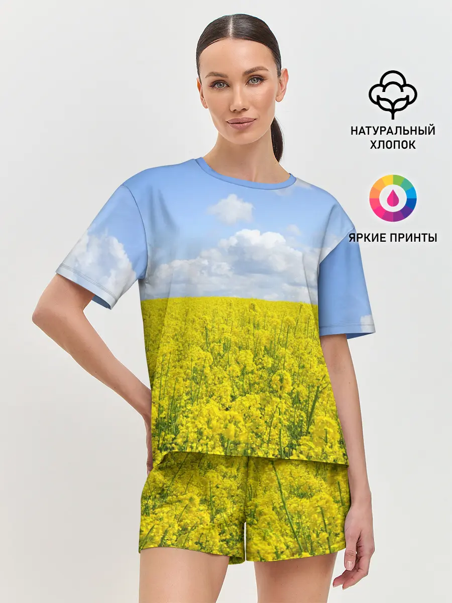 Женская пижама с шортами / Рапсовое поле
