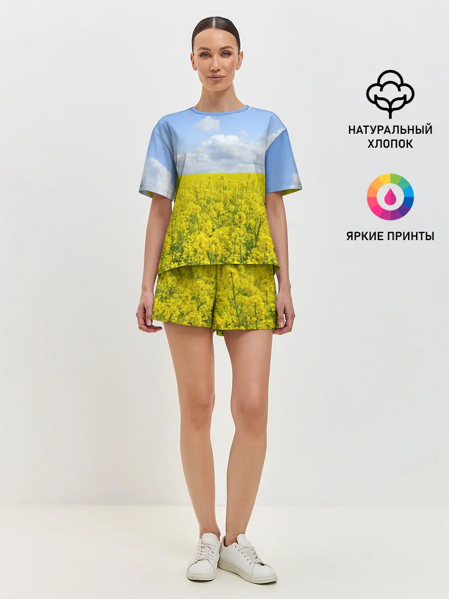 Женская пижама с шортами / Рапсовое поле