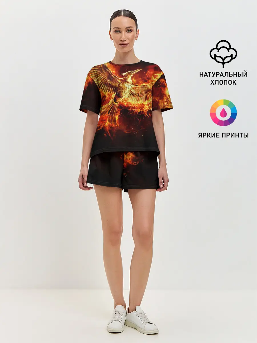 Женская пижама с шортами / Феникс в огне