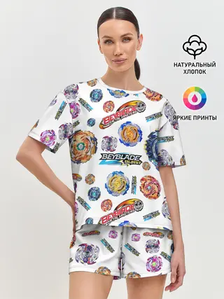 Женская пижама с шортами / Бейблэйд паттерн