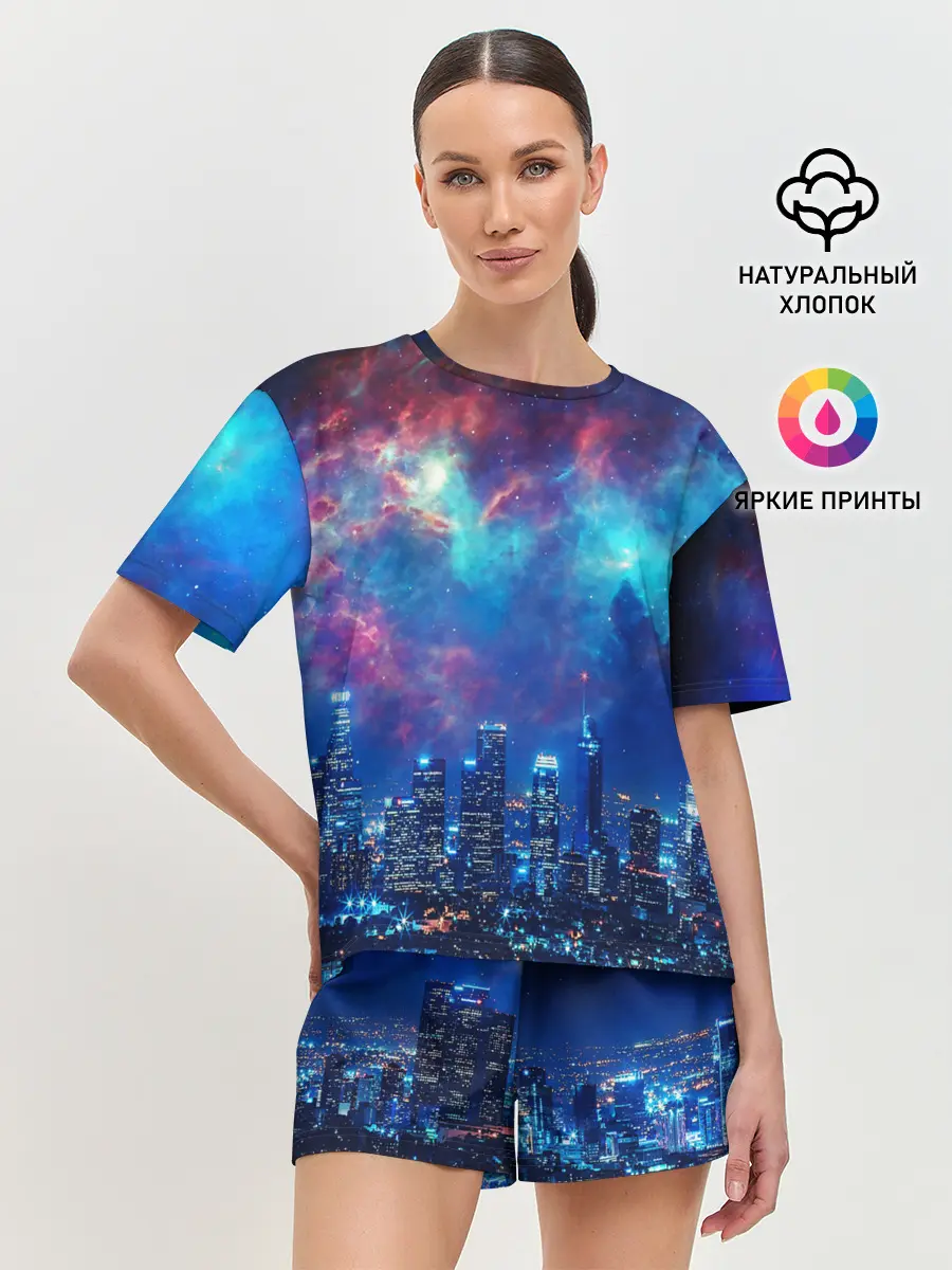 Женская пижама с шортами / НОЧЬ В ГОРОДЕ