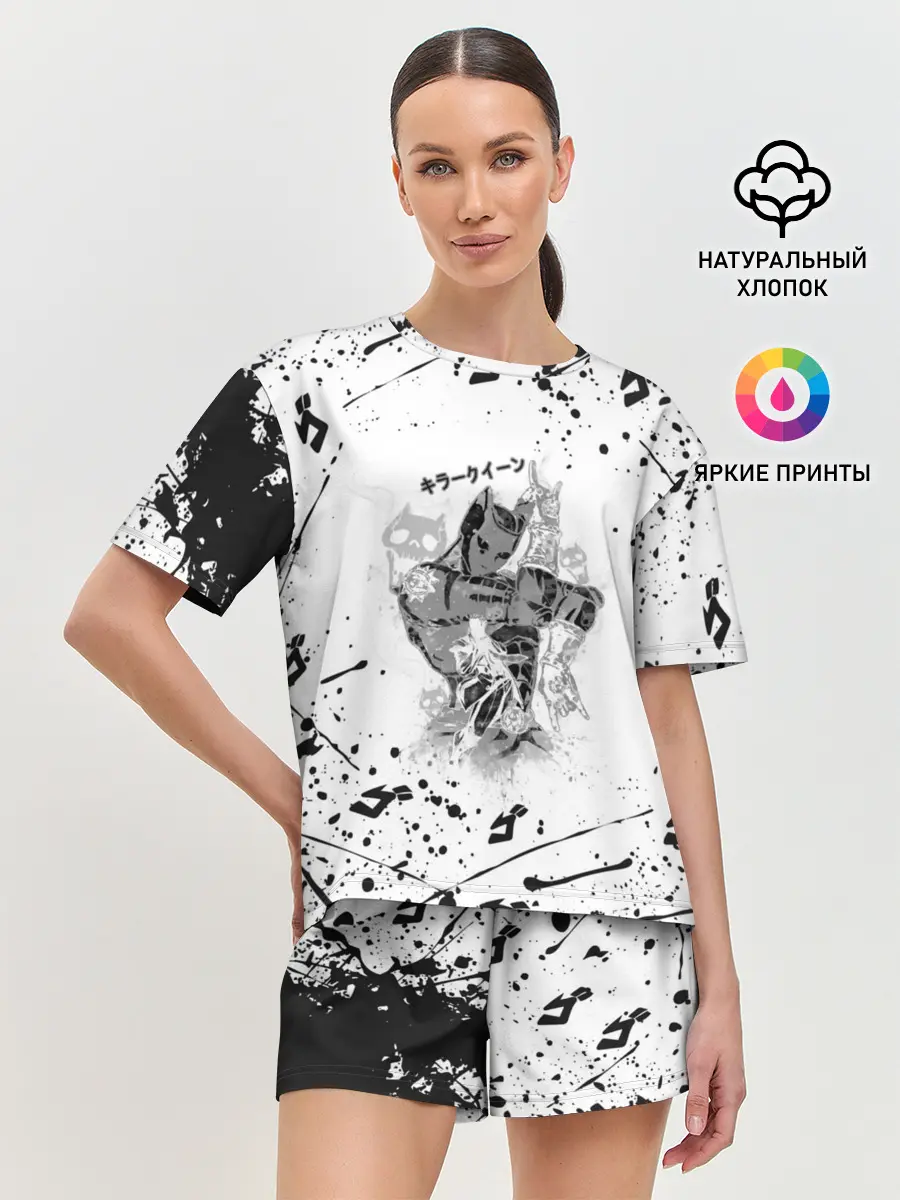 Женская пижама с шортами / KILLER QUEEN черные брызги