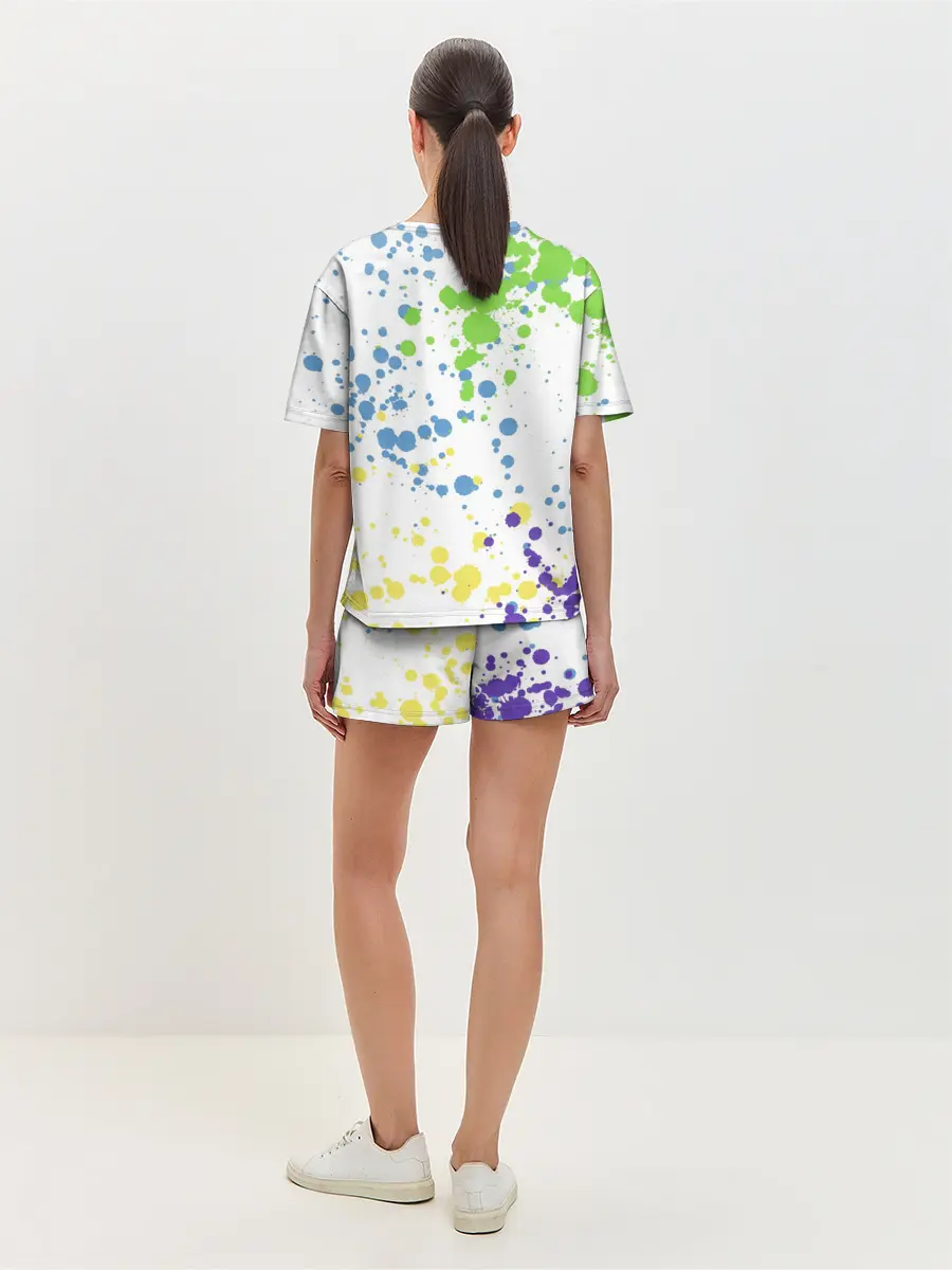 Женская пижама с шортами / Jojo зеленые пятна