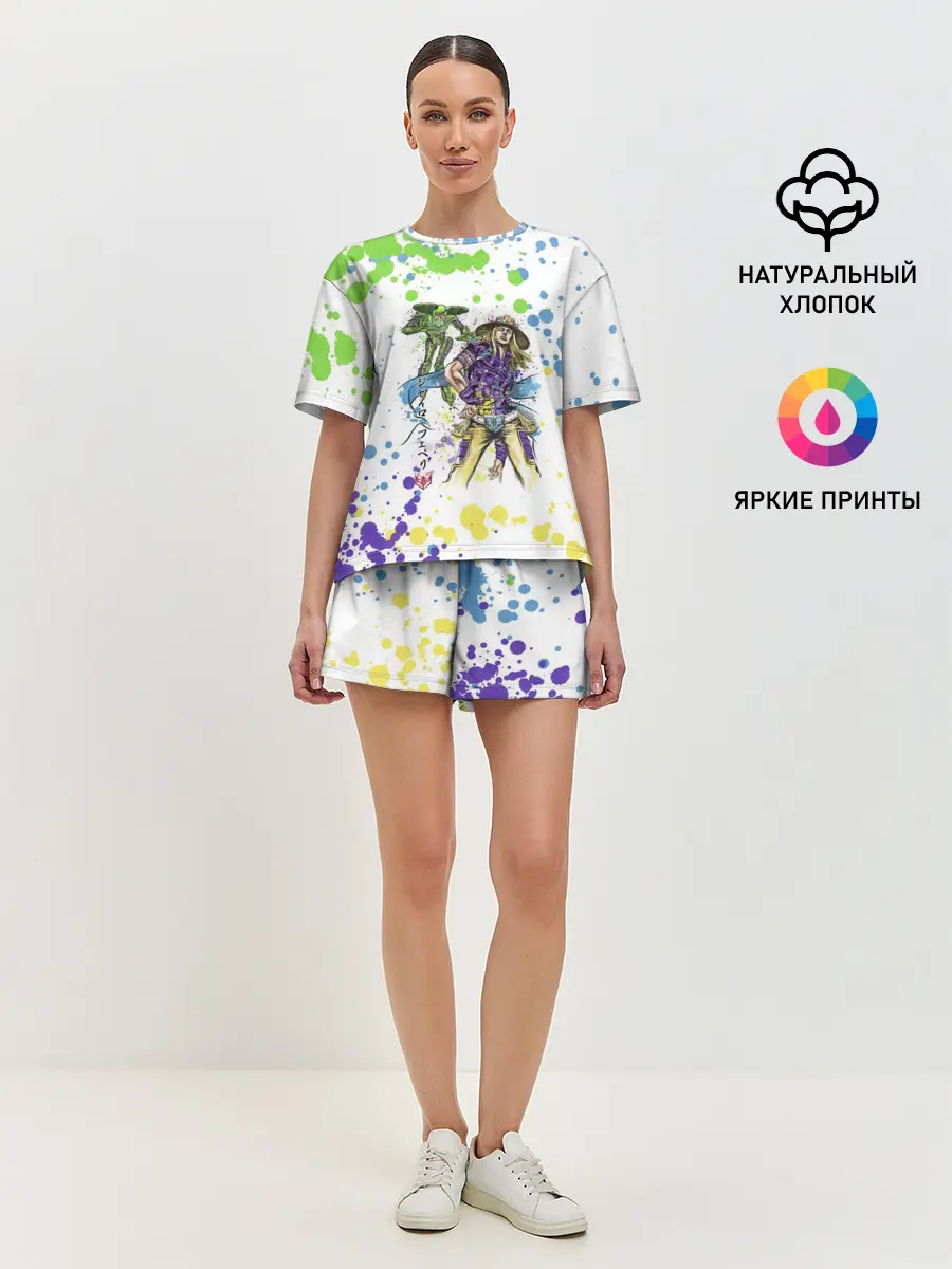 Женская пижама с шортами / Jojo зеленые пятна