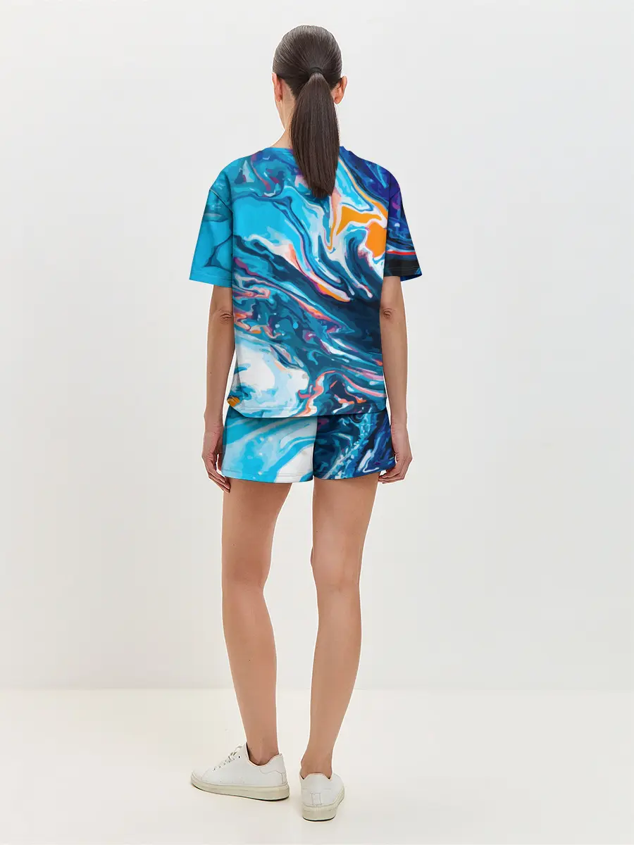 Женская пижама с шортами / Волны красок
