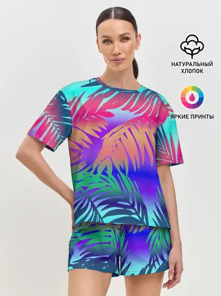 Женская пижама с шортами / НЕОНОВЫЕ ПАЛЬМЫ