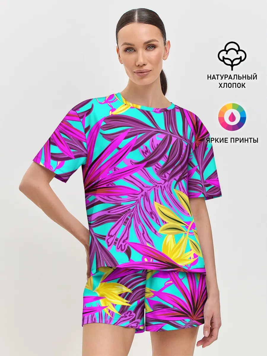 Женская пижама с шортами / ТРОПИЧЕСКИЙ