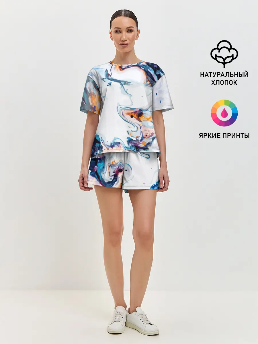 Женская пижама с шортами / Брызги красок