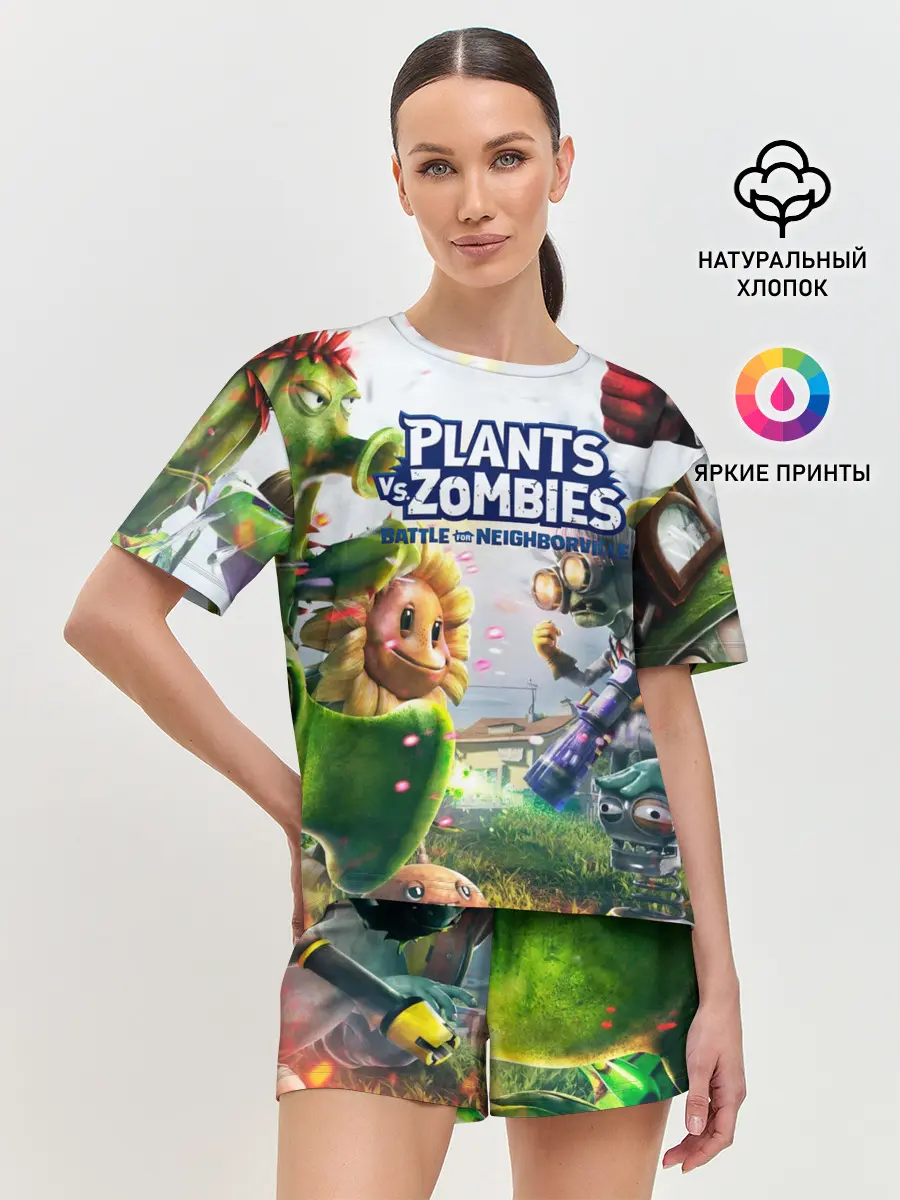 Женская пижама с шортами / Plants vs Zombies.