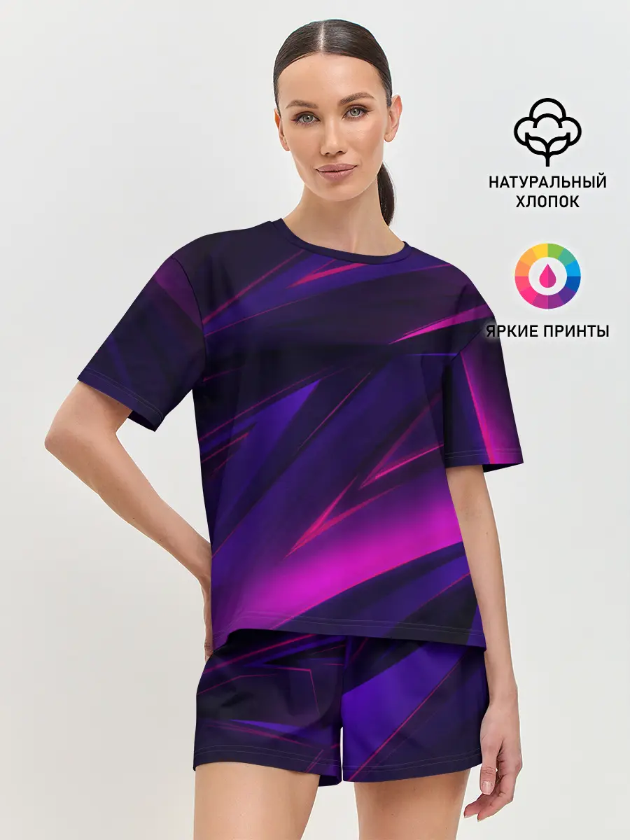 Женская пижама с шортами / GEOMETRY STRIPES NEON