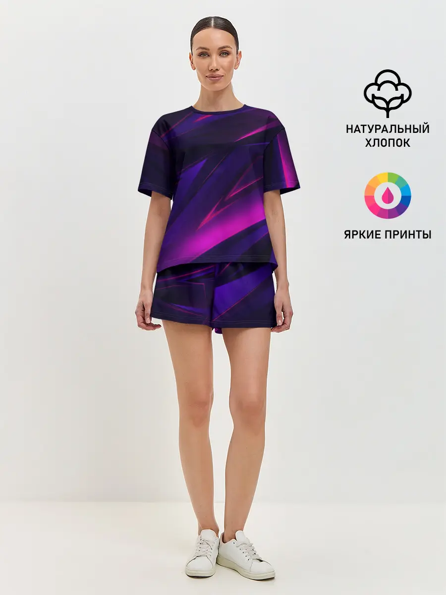 Женская пижама с шортами / GEOMETRY STRIPES NEON