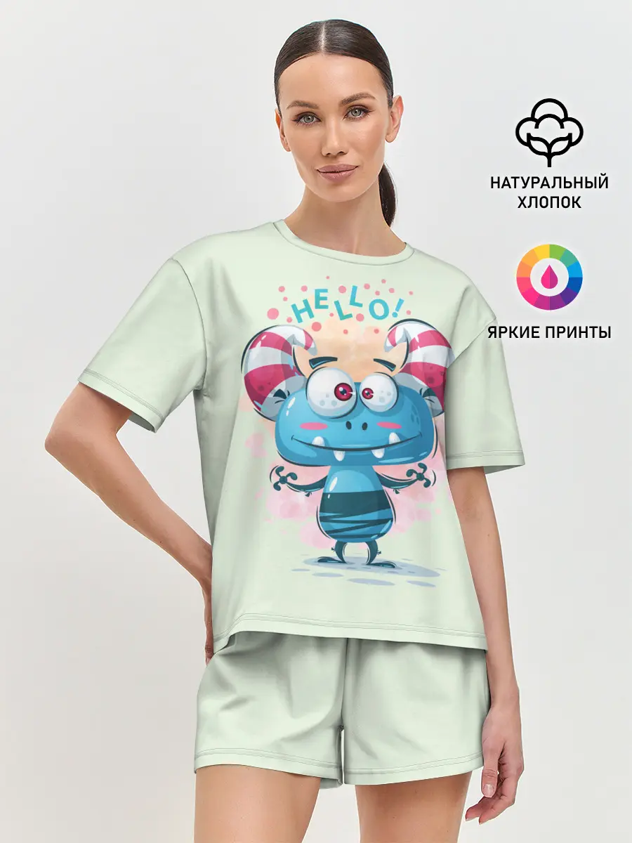 Женская пижама с шортами / HELLO