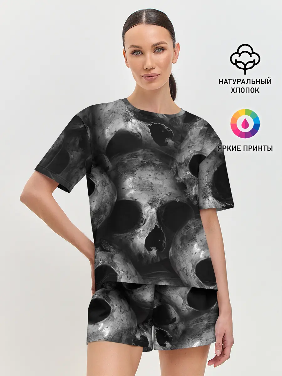 Женская пижама с шортами / Черепа