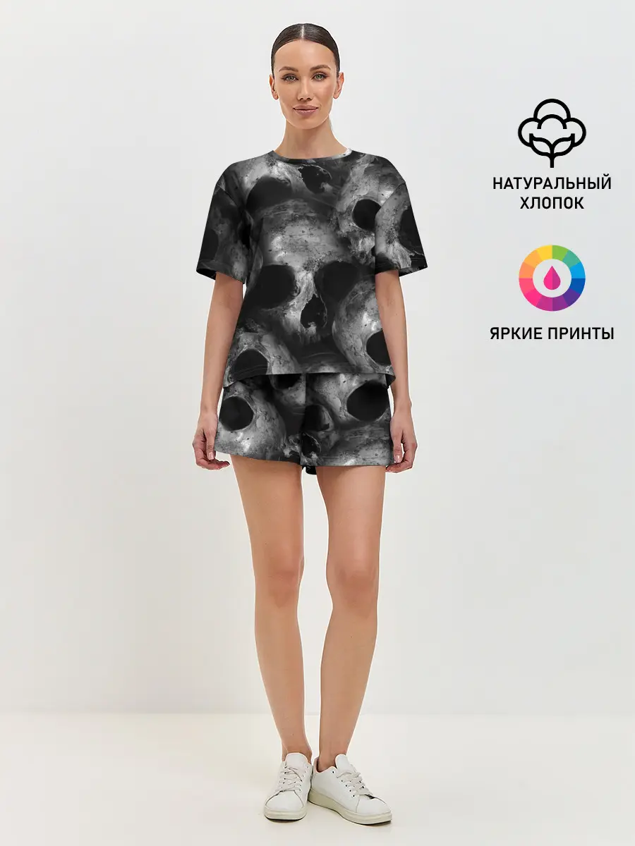 Женская пижама с шортами / Черепа