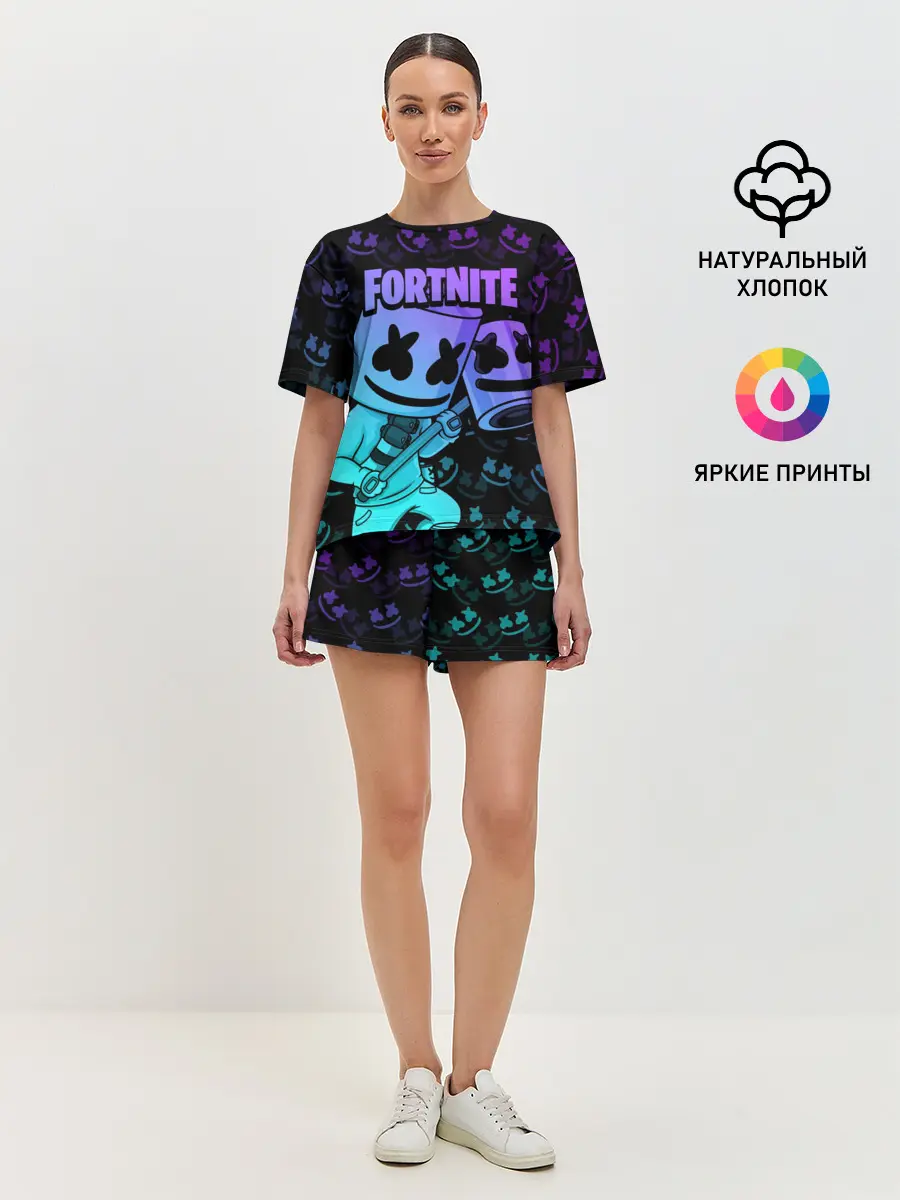 Женская пижама с шортами / FORTNITE MARSHMELLO
